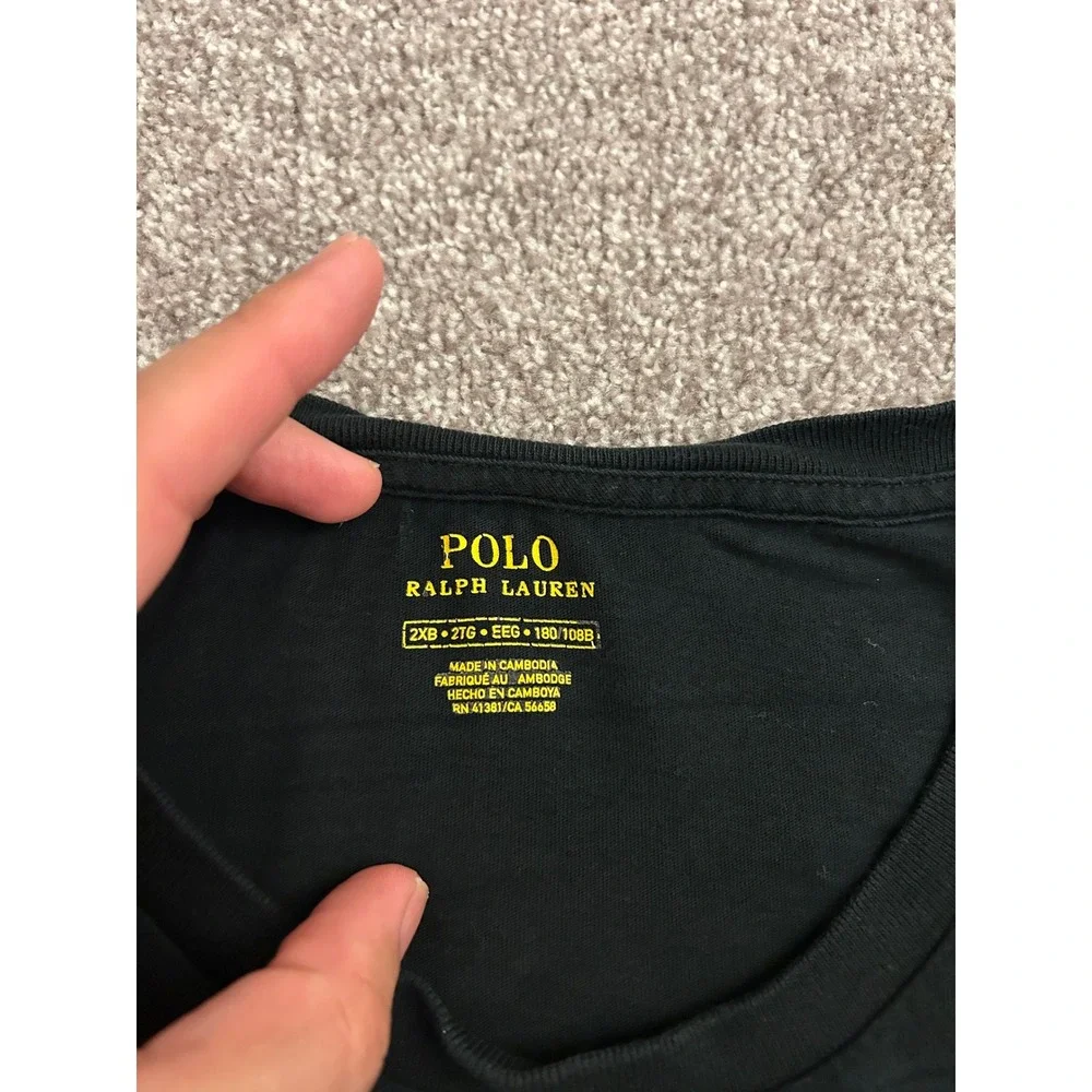 Polo Ralph Lauren T-Shirt Mens 2XB Black Excellent Red Pony Logo Short Sleeve